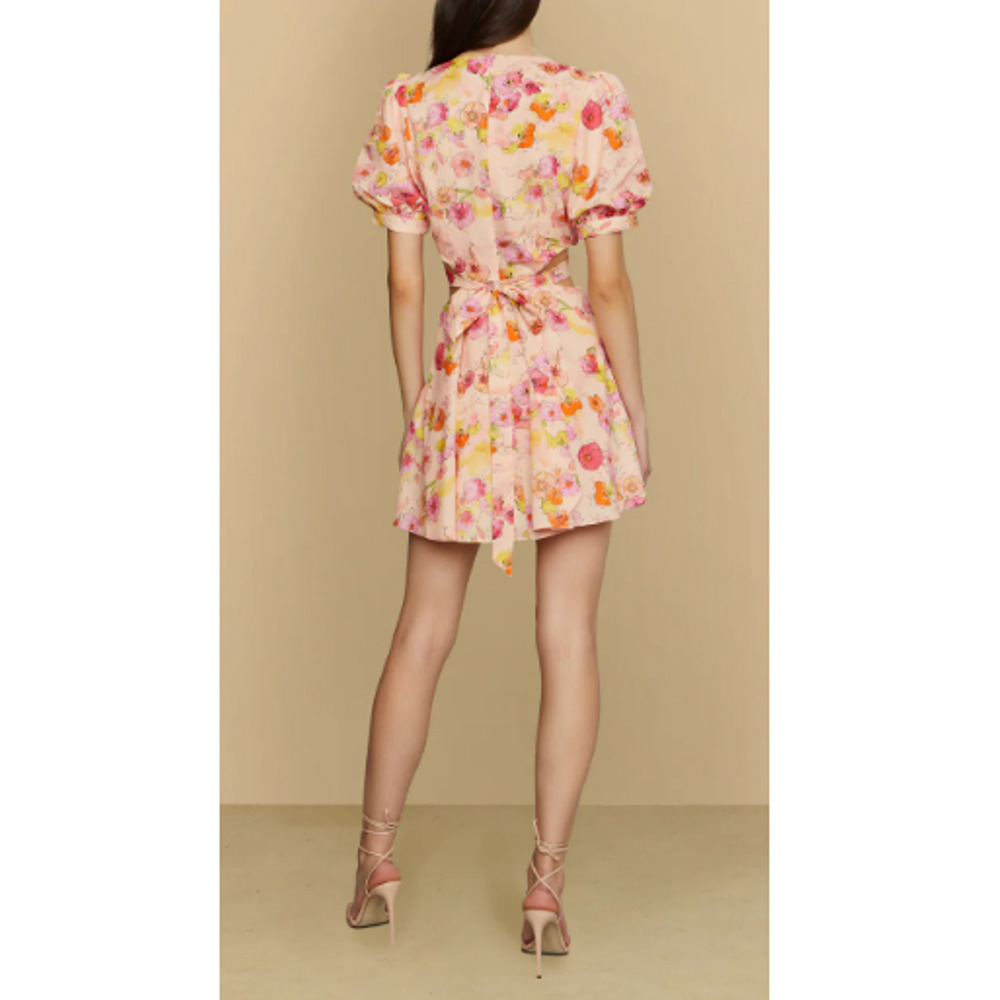 AMUR Women's Flowers in Cloud Short Sleeves Jewel Neck Cole Cutout Dress Size 2 - Picture 4 of 10